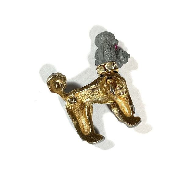 Napier Vintage Poodle Brooch Pin Rotating Swivel Head Grey - Picture 5 of 8